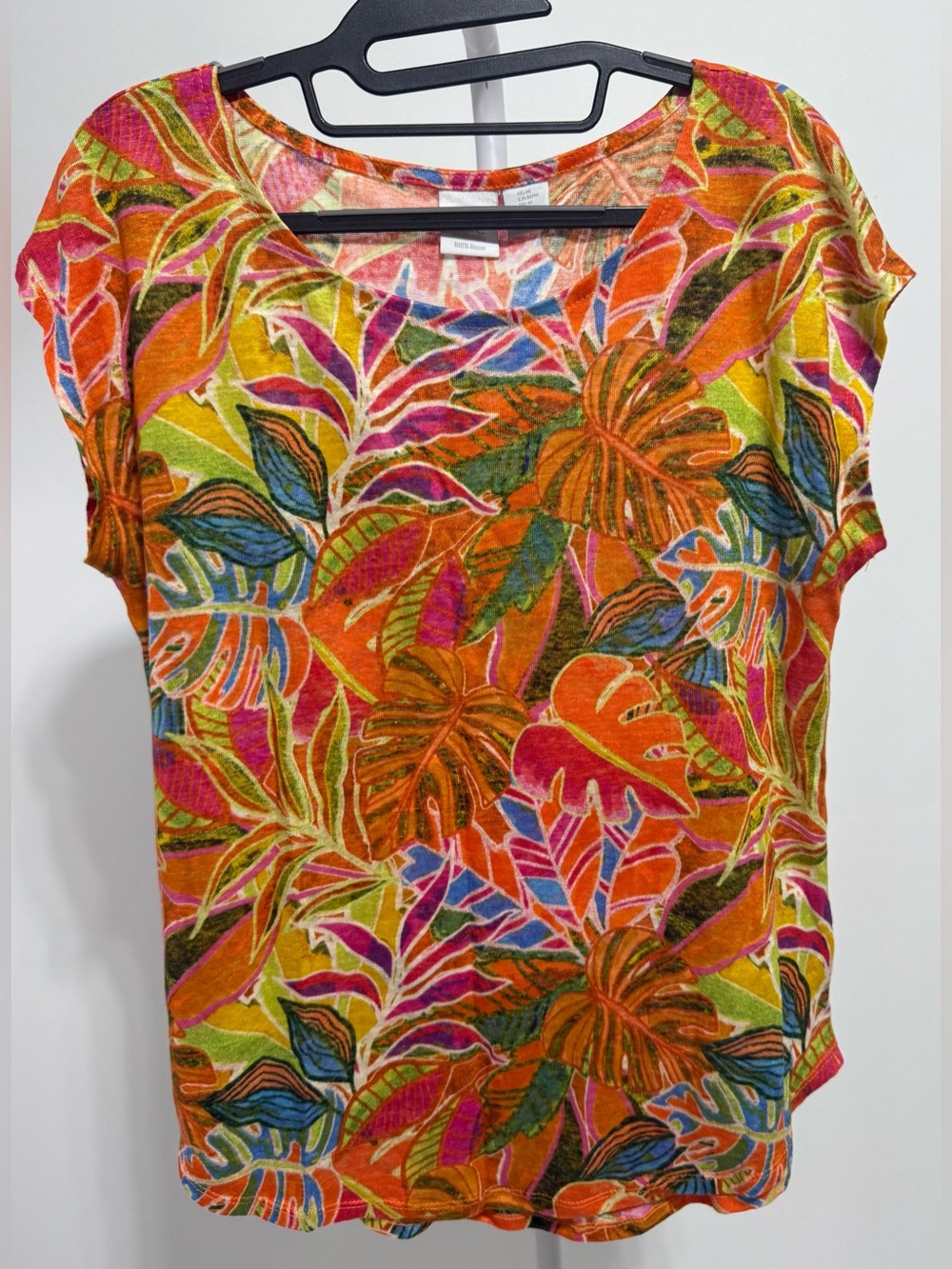 C.C Orange Tropical Leaf Print Short Sleeve Tee PTP 24